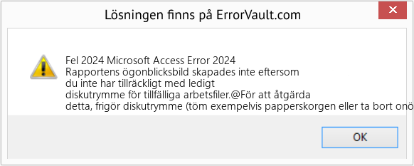 Fix Microsoft Access Error 2024 (Error Fel 2024)