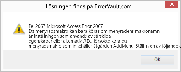 Fix Microsoft Access Error 2067 (Error Fel 2067)