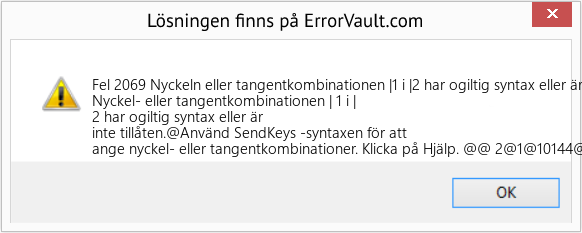 Fix Nyckeln eller tangentkombinationen |1 i |2 har ogiltig syntax eller är inte tillåten (Error Fel 2069)