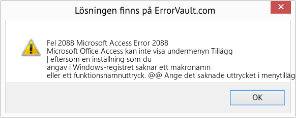 Fix Microsoft Access Error 2088 (Error Fel 2088)