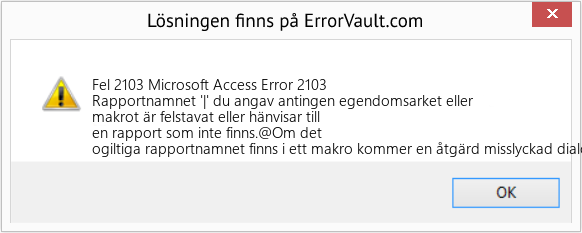Fix Microsoft Access Error 2103 (Error Fel 2103)