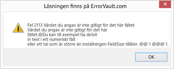 Fix Värdet du angav är inte giltigt för det här fältet (Error Fel 2113)