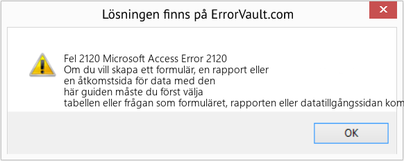 Fix Microsoft Access Error 2120 (Error Fel 2120)