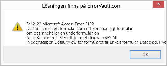 Fix Microsoft Access Error 2122 (Error Fel 2122)