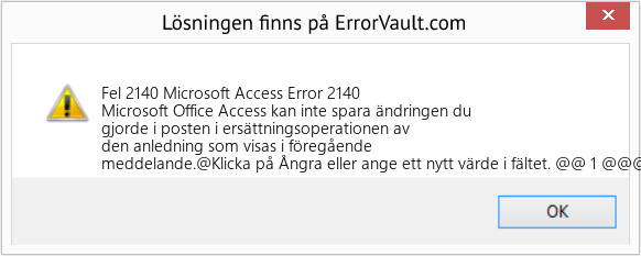Fix Microsoft Access Error 2140 (Error Fel 2140)