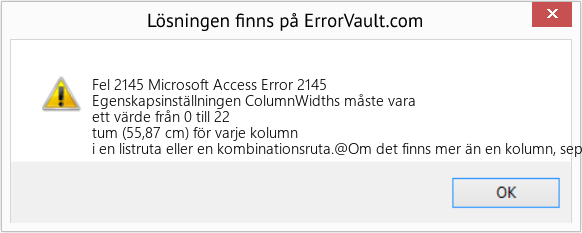 Fix Microsoft Access Error 2145 (Error Fel 2145)