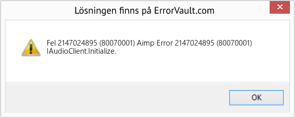 Fix Aimp Error 2147024895 (80070001) (Error Fel 2147024895 (80070001))