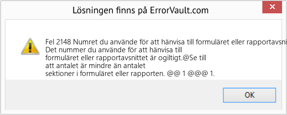Fix Numret du använde för att hänvisa till formuläret eller rapportavsnittet är ogiltigt (Error Fel 2148)