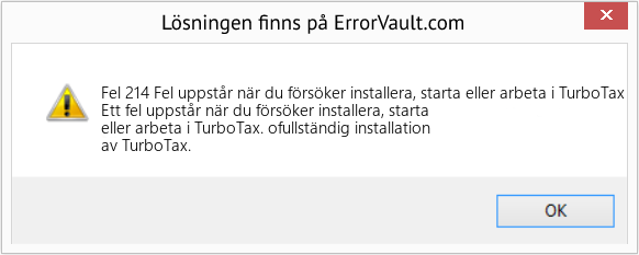 Fix Fel uppstår när du försöker installera, starta eller arbeta i TurboTax (Error Fel 214)