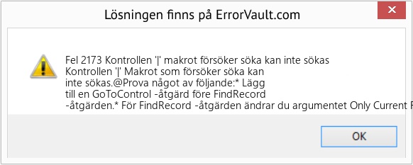 Fix Kontrollen '|' makrot försöker söka kan inte sökas (Error Fel 2173)