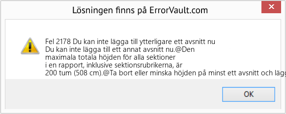 Download Error <?php echo $number; ?> (Du kan inte lägga till ytterligare ett avsnitt nu) Repair Tool Fix Du kan inte lägga till ytterligare ett avsnitt nu (Error Fel 2178)
