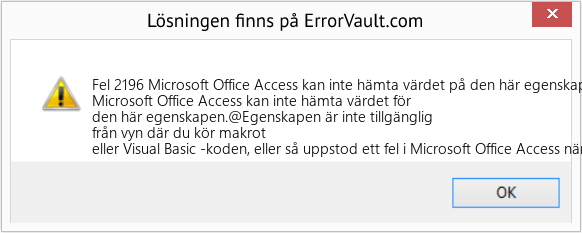 Fix Microsoft Office Access kan inte hämta värdet på den här egenskapen (Error Fel 2196)