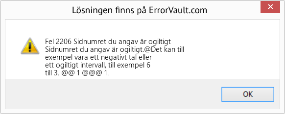 Fix Sidnumret du angav är ogiltigt (Error Fel 2206)