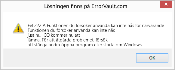 Fix Funktionen du försöker använda kan inte nås för närvarande (Error Fel 222 A)