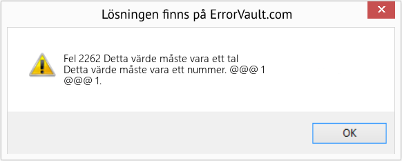 Fix Detta värde måste vara ett tal (Error Fel 2262)