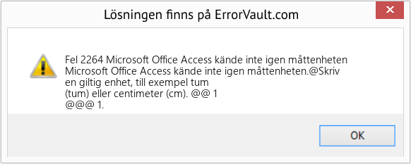 Fix Microsoft Office Access kände inte igen måttenheten (Error Fel 2264)