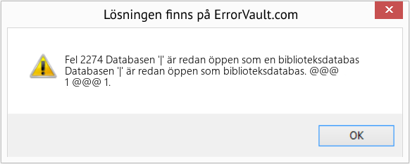 Download Error <?php echo $number; ?> (Databasen '|' är redan öppen som en biblioteksdatabas) Repair Tool Fix Databasen '|' är redan öppen som en biblioteksdatabas (Error Fel 2274)