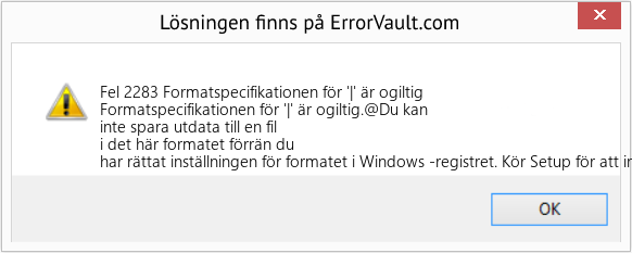 Download Error <?php echo $number; ?> (Formatspecifikationen för '|' är ogiltig) Repair Tool Fix Formatspecifikationen för '|' är ogiltig (Error Fel 2283)