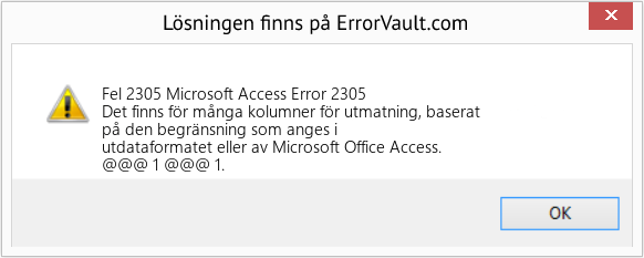 Fix Microsoft Access Error 2305 (Error Fel 2305)