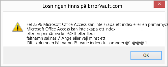 Fix Microsoft Office Access kan inte skapa ett index eller en primärnyckel (Error Fel 2396)