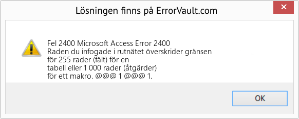 Fix Microsoft Access Error 2400 (Error Fel 2400)