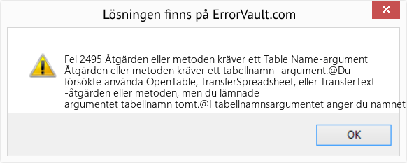 Download Error <?php echo $number; ?> (Åtgärden eller metoden kräver ett Table Name-argument) Repair Tool Fix Åtgärden eller metoden kräver ett Table Name-argument (Error Fel 2495)