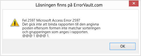 Fix Microsoft Access Error 2597 (Error Fel 2597)