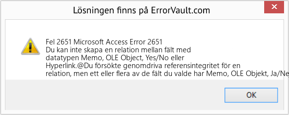 Fix Microsoft Access Error 2651 (Error Fel 2651)