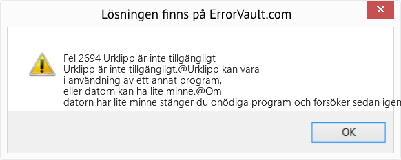 Fix Urklipp är inte tillgängligt (Error Fel 2694)