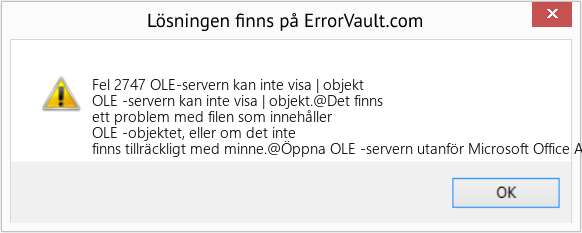 Fix OLE-servern kan inte visa | objekt (Error Fel 2747)