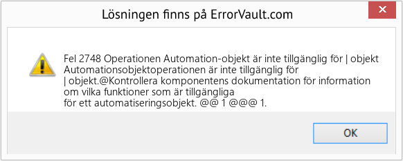 Fix Operationen Automation-objekt är inte tillgänglig för | objekt (Error Fel 2748)