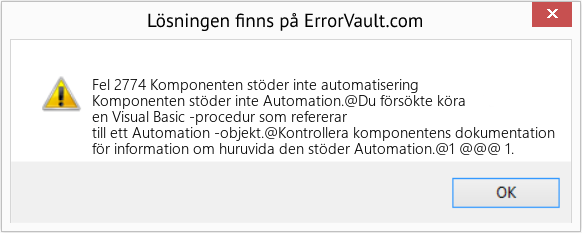 Fix Komponenten stöder inte automatisering (Error Fel 2774)