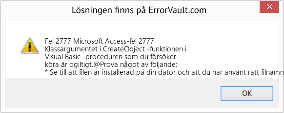 Fix Microsoft Access-fel 2777 (Error Fel 2777)
