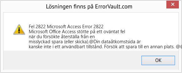Fix Microsoft Access Error 2822 (Error Fel 2822)