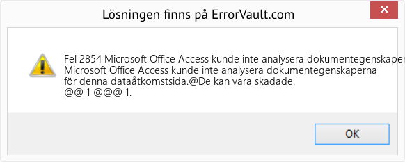 Fix Microsoft Office Access kunde inte analysera dokumentegenskaperna för denna dataåtkomstsida (Error Fel 2854)