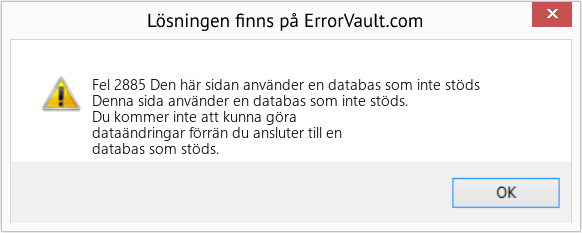 Download Error <?php echo $number; ?> (Den här sidan använder en databas som inte stöds) Repair Tool Fix Den här sidan använder en databas som inte stöds (Error Fel 2885)
