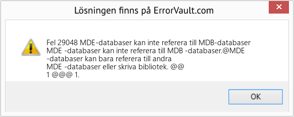 Fix MDE-databaser kan inte referera till MDB-databaser (Error Fel 29048)