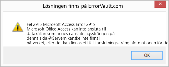 Fix Microsoft Access Error 2915 (Error Fel 2915)