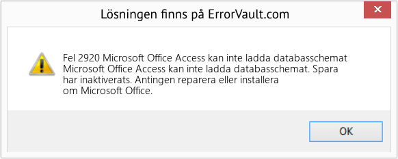 Download Error <?php echo $number; ?> (Microsoft Office Access kan inte ladda databasschemat) Repair Tool Fix Microsoft Office Access kan inte ladda databasschemat (Error Fel 2920)