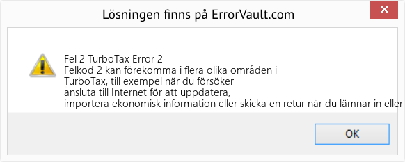 Fix TurboTax Error 2 (Error Fel 2)