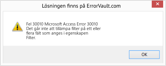 Fix Microsoft Access Error 30010 (Error Fel 30010)
