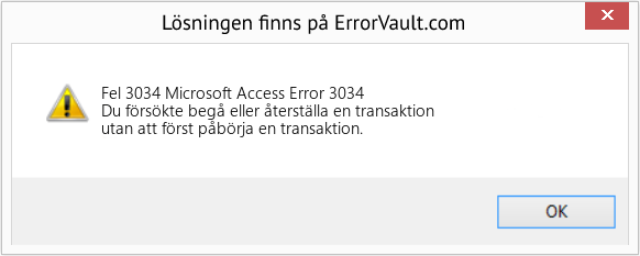 Fix Microsoft Access Error 3034 (Error Fel 3034)