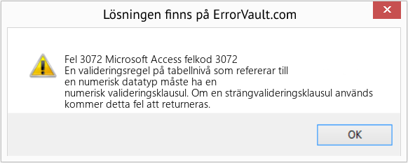 Fix Microsoft Access felkod 3072 (Error Fel 3072)