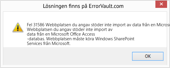 Download Error <?php echo $number; ?> (Webbplatsen du angav stöder inte import av data från en Microsoft Office Access-databas) Repair Tool Fix Webbplatsen du angav stöder inte import av data från en Microsoft Office Access-databas (Error Fel 31586)