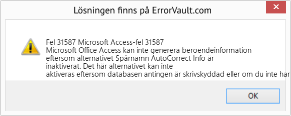 Download Error <?php echo $number; ?> (Microsoft Access-fel 31587) Repair Tool Fix Microsoft Access-fel 31587 (Error Fel 31587)