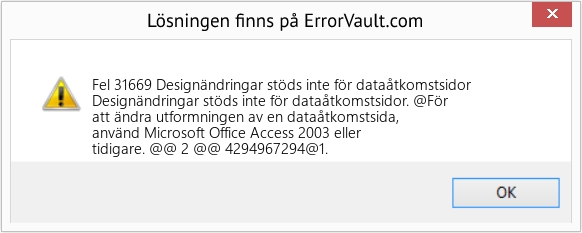 Download Error <?php echo $number; ?> (Designändringar stöds inte för dataåtkomstsidor) Repair Tool Fix Designändringar stöds inte för dataåtkomstsidor (Error Fel 31669)