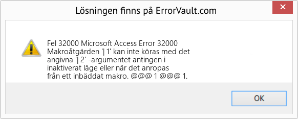 Fix Microsoft Access Error 32000 (Error Fel 32000)