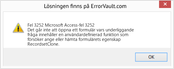 Fix Microsoft Access-fel 3252 (Error Fel 3252)