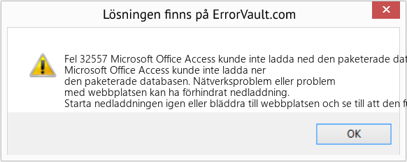 Fix Microsoft Office Access kunde inte ladda ned den paketerade databasen (Error Fel 32557)