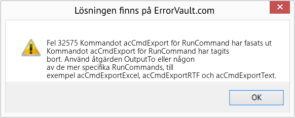 Fix Kommandot acCmdExport för RunCommand har fasats ut (Error Fel 32575)
